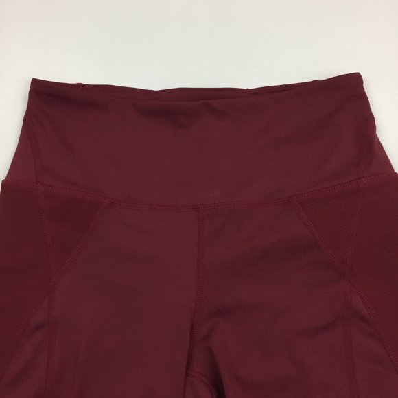 FREE PEOPLE MOVEMENT Maroon Sheer Mesh Inserts Pull On Leggings Pants - Picture 5 of 12